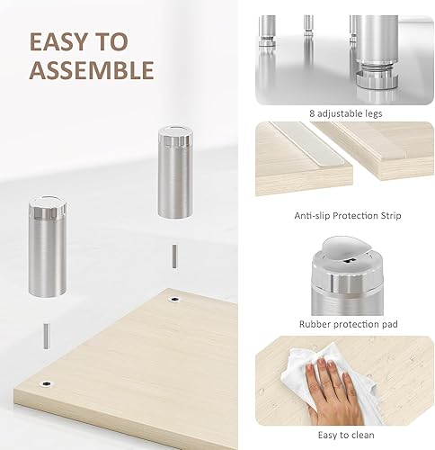 Miniatura 6 de Elevador de monitor dual longitud y ángulo ajustables, soporte de madera para 2 monitores con almacenamiento