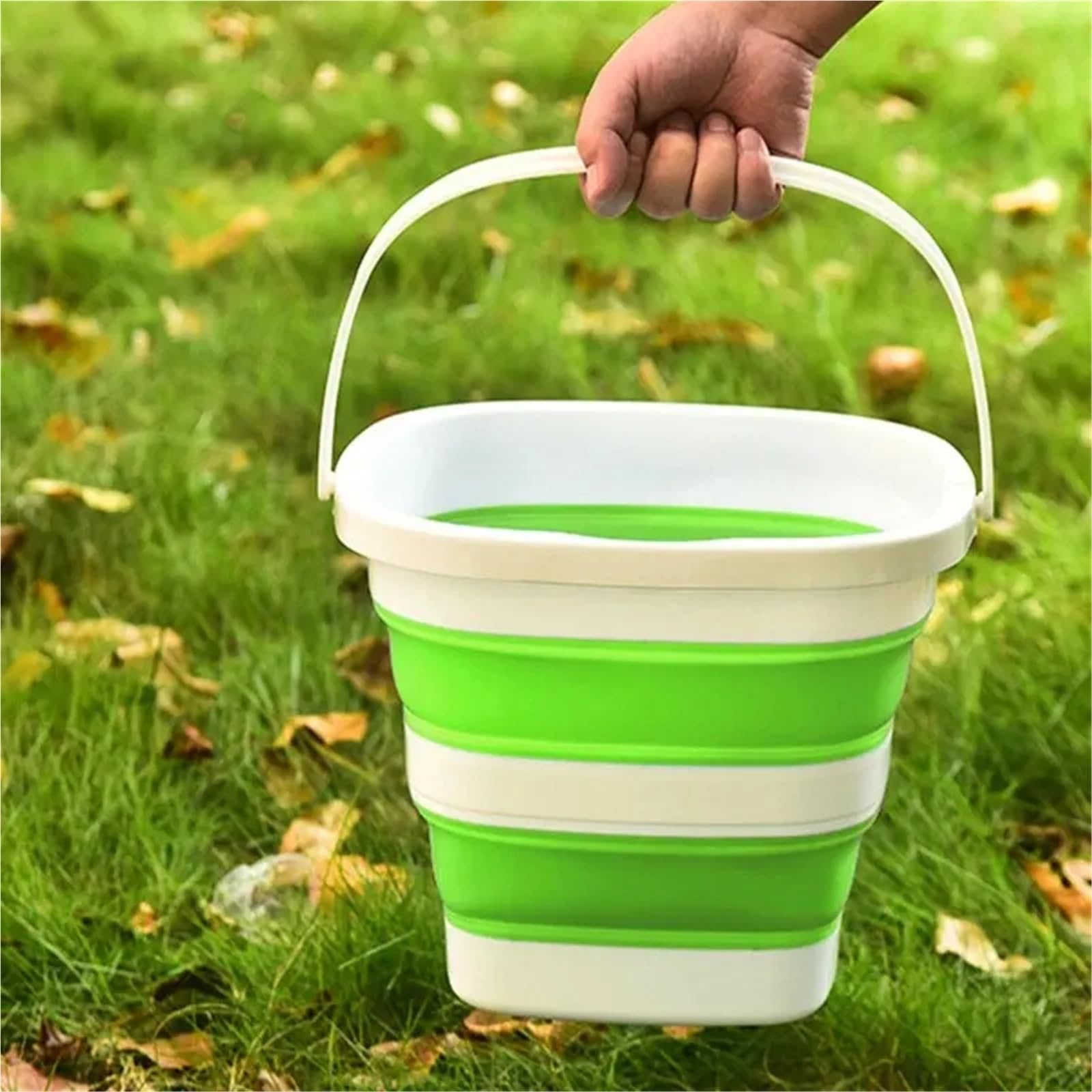 Secchio pieghevole quadrato in silicone da 2 pezzi, grande capacità, portatile, viaggio all'aperto, for auto, multiuso, salvaspazio Per La Pesca Campeggio