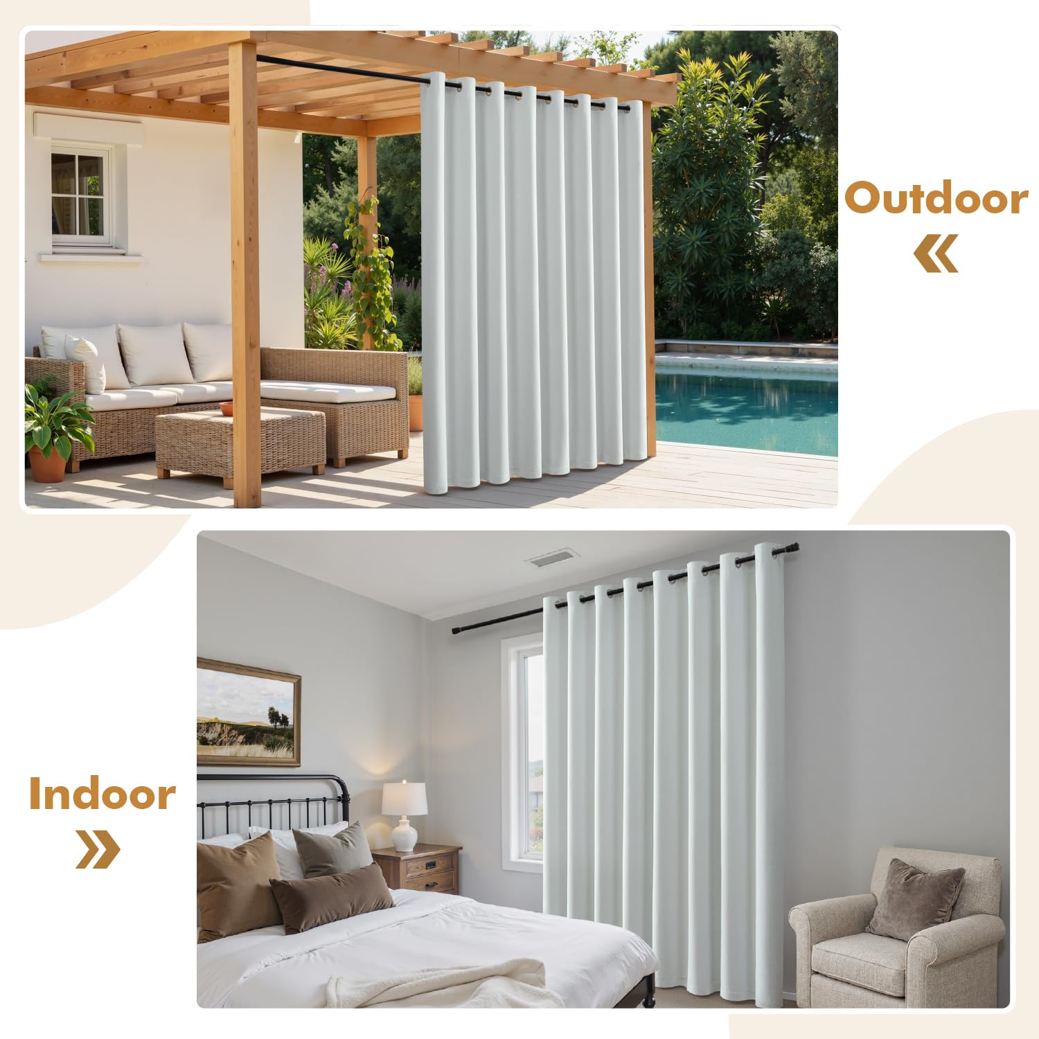 Tenda Da Sole Per Esterno Impermeabile 132x215 Cm, Con Passanti In Acciaio, Protezione Solare 80-90%, Per Gazebo, Balcone E Terrazzo, Grigio