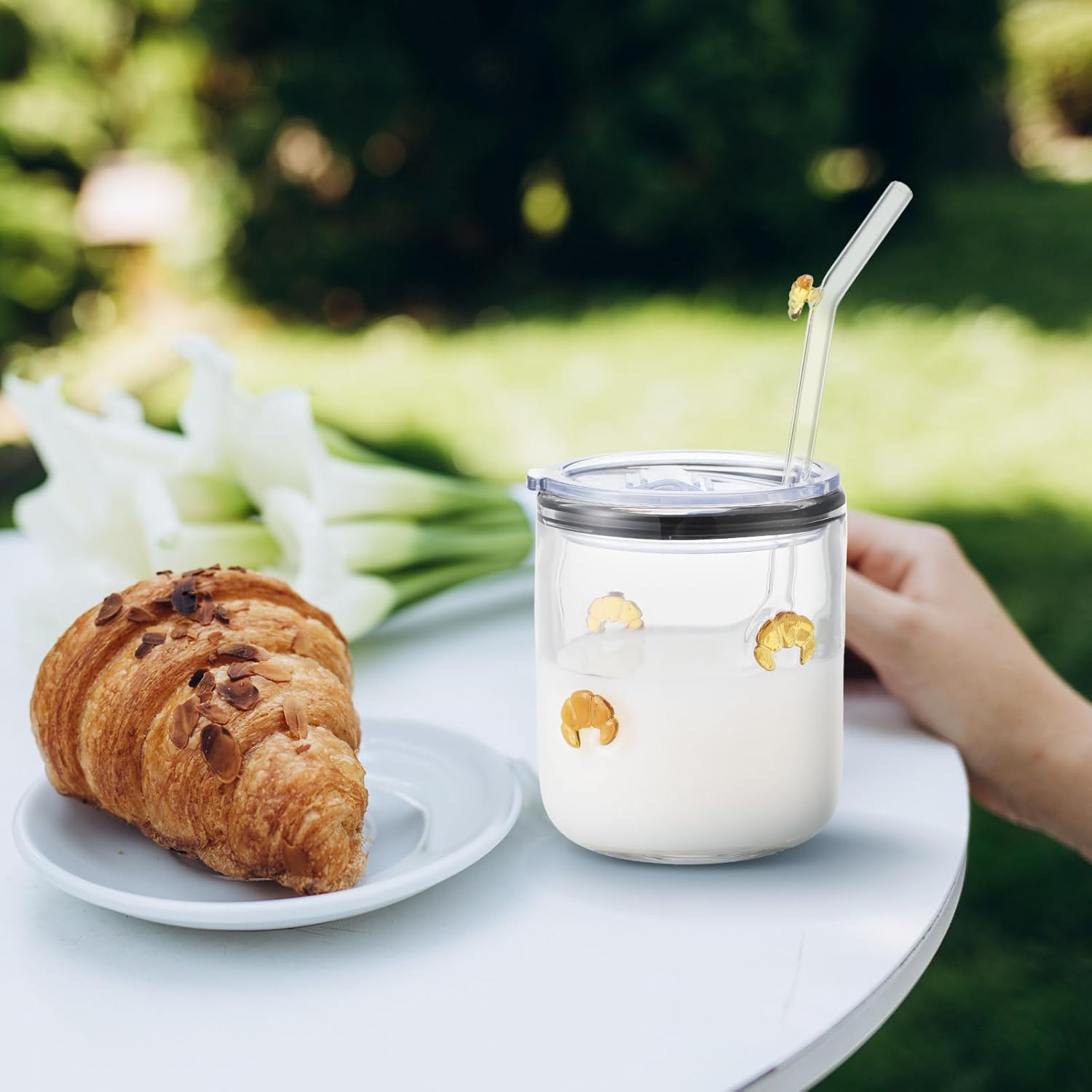 Croissant Icon Juice Glasses 14oz Old Fashioned Icon Stemless Wine Drinking Juice Cocktail Coffee Glasses Cups for Women Home Summer Party Supplies Gift - Image 6