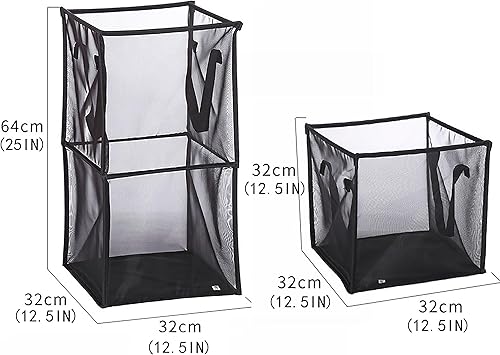 Miniatura 3 de Cesto de lavandería desplegable de 4 piezas (1 par, 3 individuales)  Cesta de lavandería compacta plegable de 12.6 pulgadas con asacesta portátil de