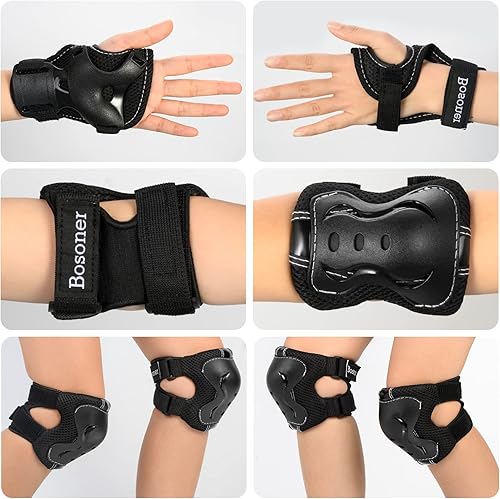 Vista 56 de BOSONER Rodilleras para niños/jóvenes, coderas, equipo de protección para patines de ruedas, ciclismo, BMX, bicicleta, patinaje, patinaje en línea
