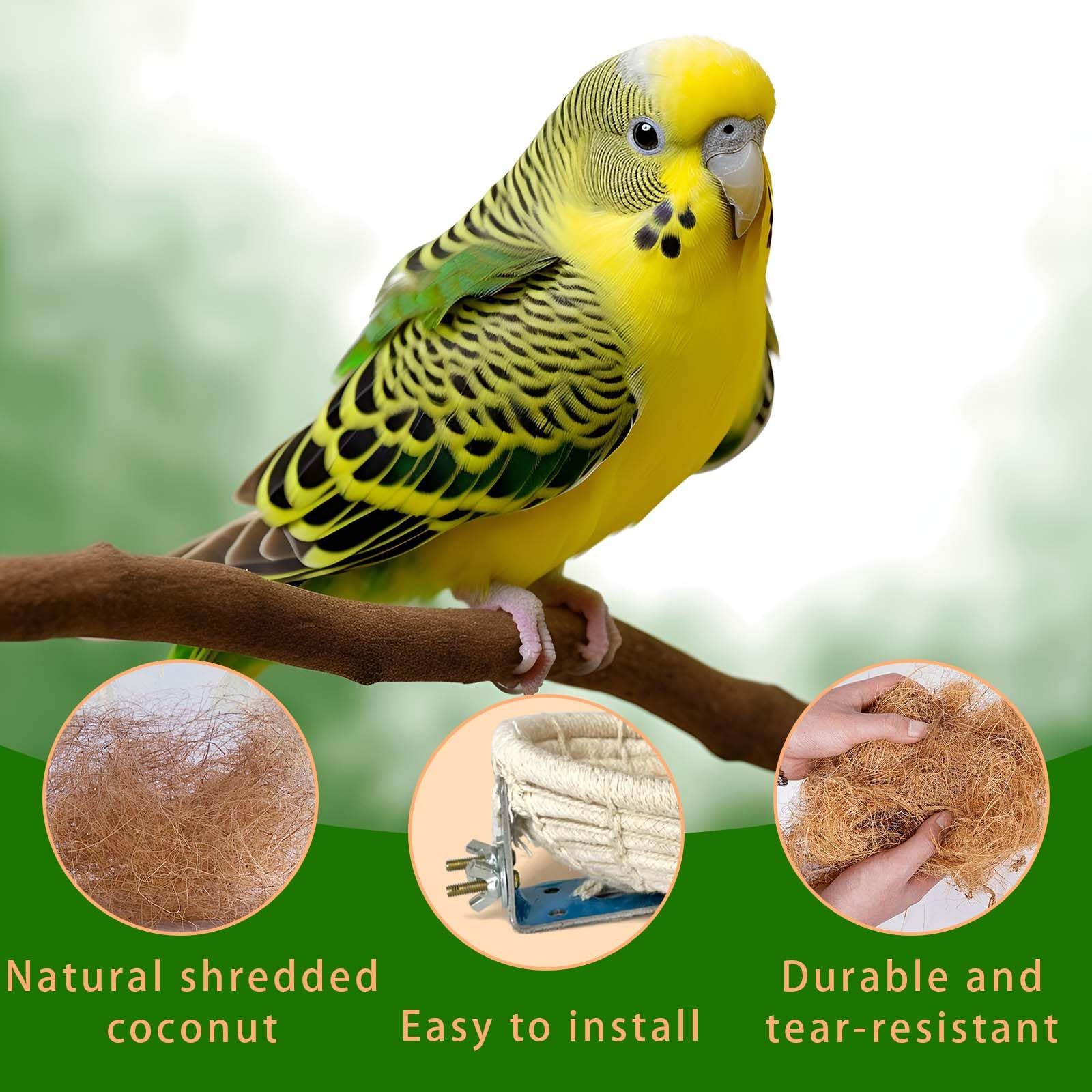 ZHYUAN Breeding Nest Birds, Cotton Rope, Cotton Rope Breeding Nest for Birds Bird Nest - Image 3