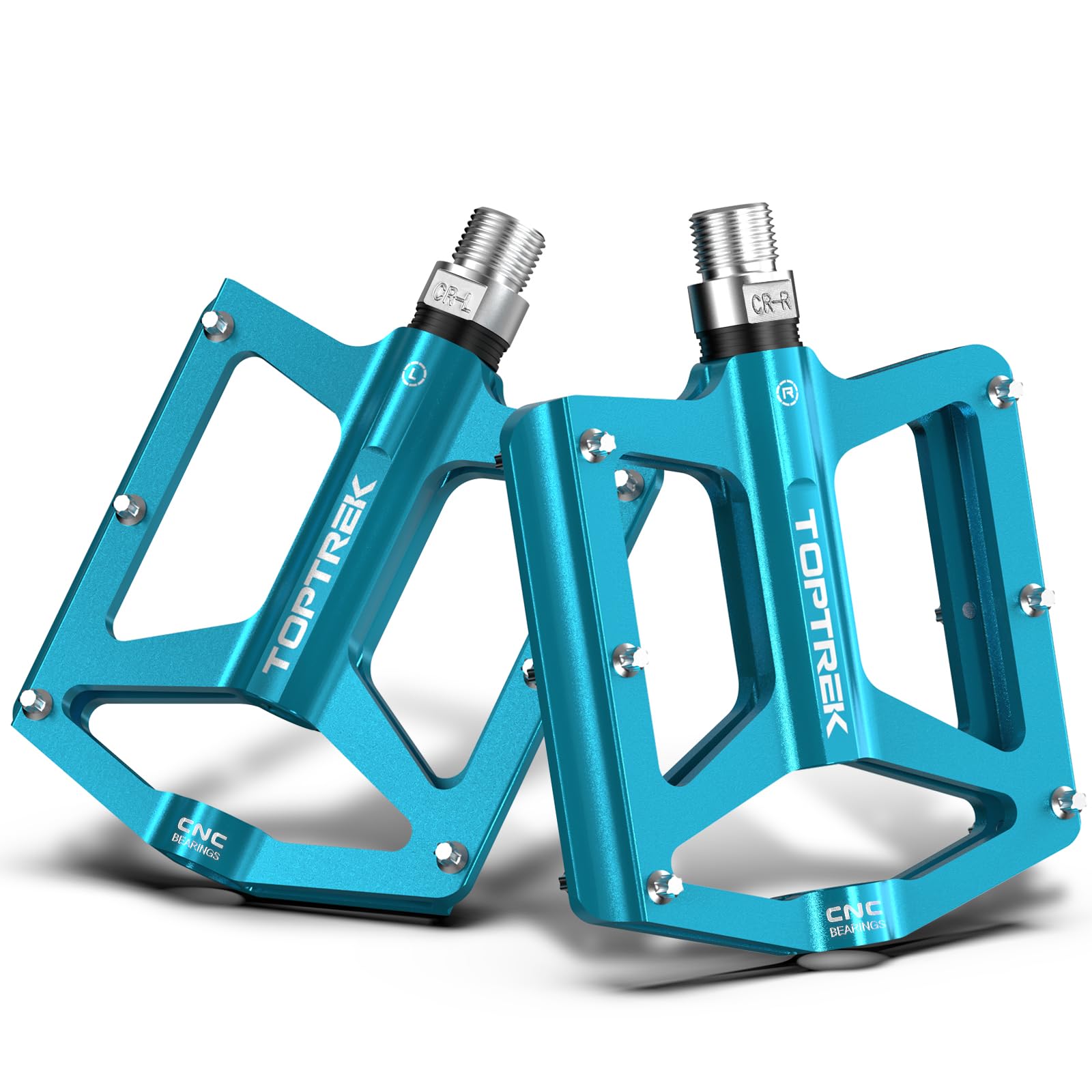 toptrek Pedale Fahrrad, CNC Aluminium Fahrradpedale rutschfest mit 3 Abgedichtete Lager, MTB Pedale 9/16 Zoll, Flat Pedale für MTB, Rennrad, BMX, Trekking, Gravel, E-Bike