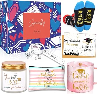Graduation Gifts, Class of 2026 Grad Gift s College Graduation Gifts for Women The Tassel was Worth The Hassle Graduatio n Gift Basket-Graduate Coffee Mug Candles Keychain Socks Set