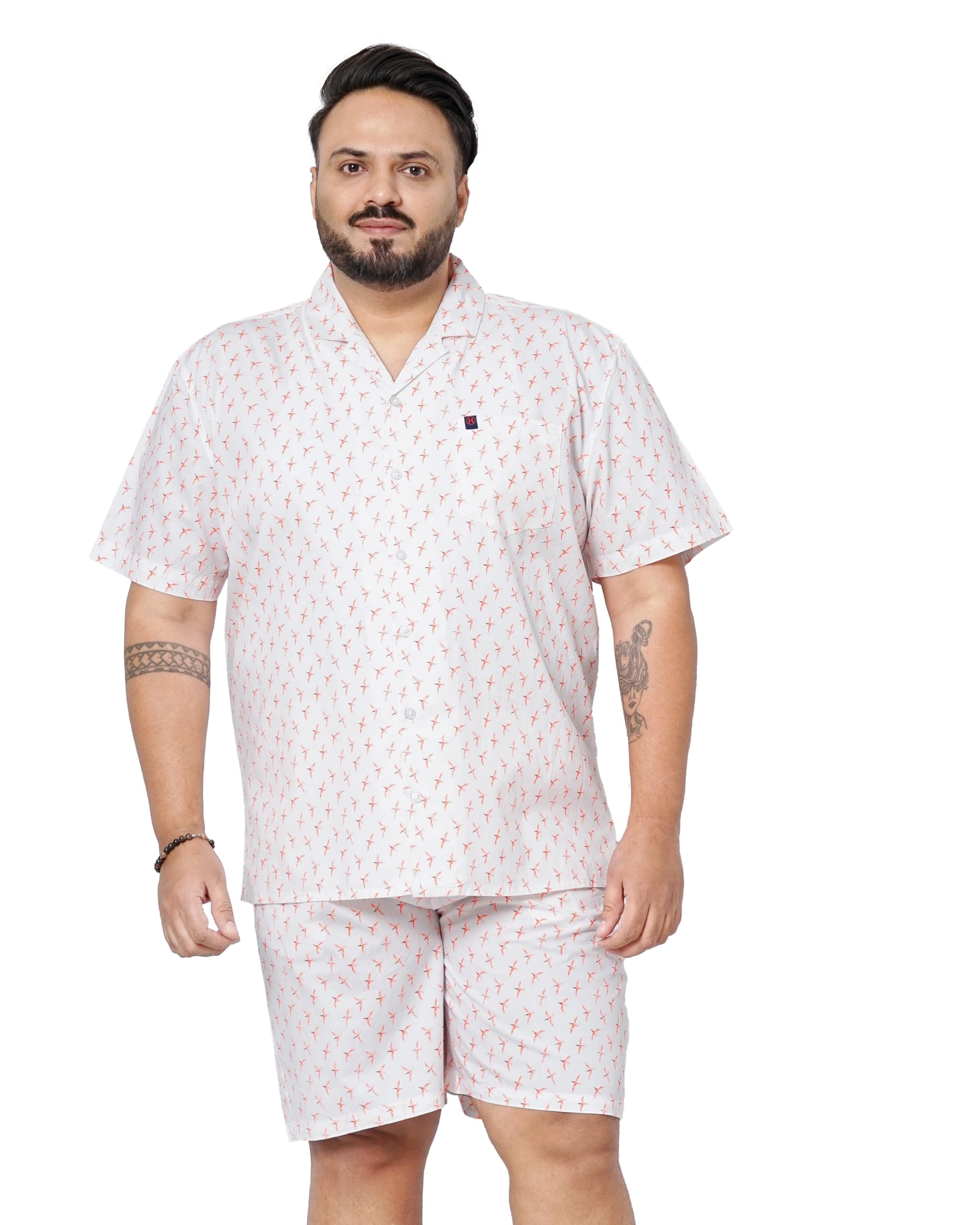 hardsoda by The Indian Garage Co Men Plus Size Relaxed Fit Fauna Shirt & Boxers Lounge Set-picture-10