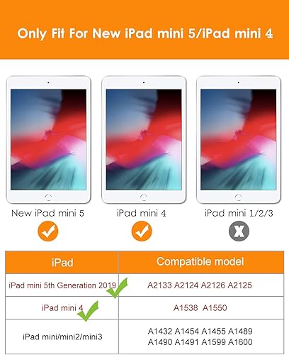 Miniatura 2 de DTTO Funda para iPad Mini 4, (no compatible con Mini 5 generación 2019), ultra delgada y ligera, funda inteligente con soporte triple y cubierta