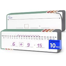 Scribbledo Dry Erase Number Line for Students Grades K2-K3, 10 Pack Double-Sided 0-20 and Open Number Line Layouts for Hands-On Elementary Math Practice, Classroom, Homeschool and Tutoring 4x12 Inch