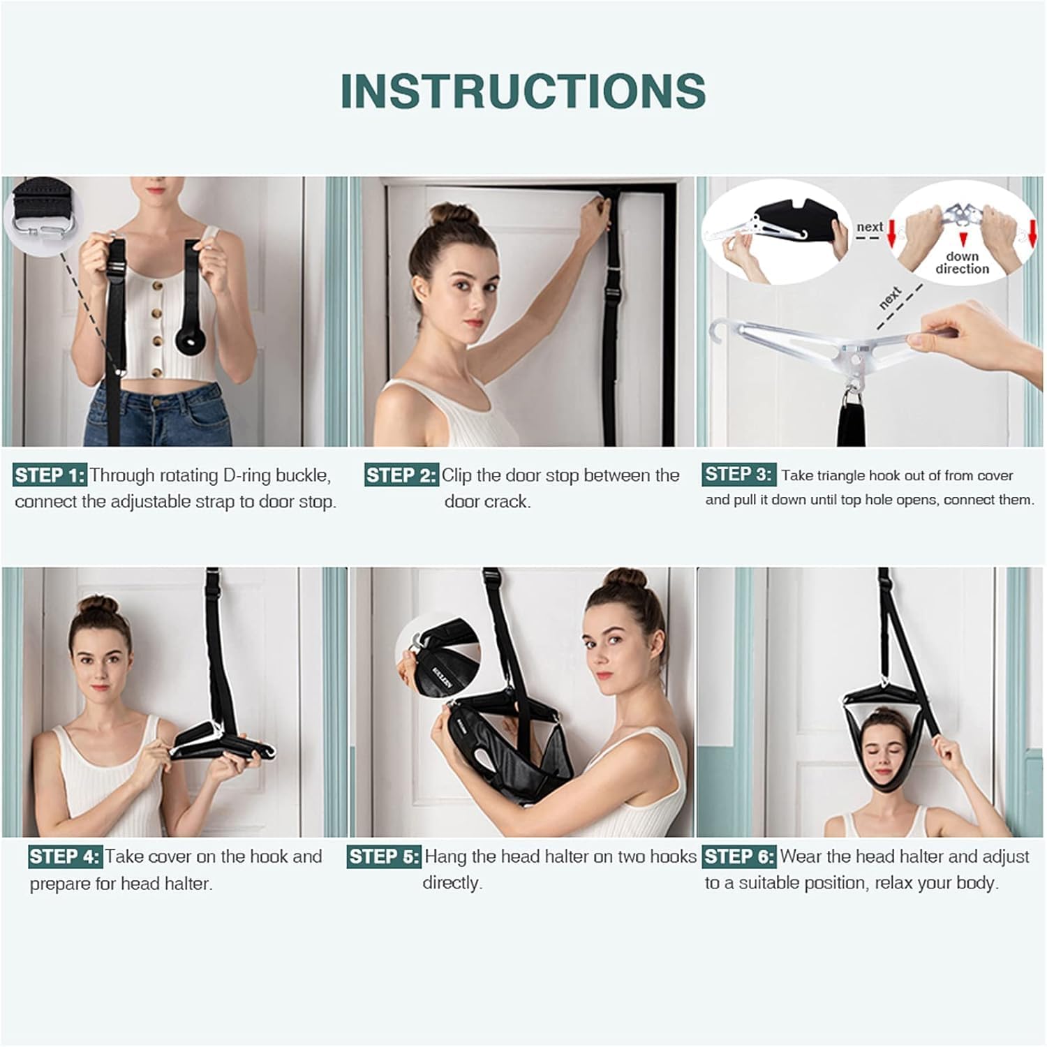 Neck Stretcher Cervical Traction Device for Home Use - Over The Door Cervical Neck Traction Device for Decompression Home Physical Therapy, Portable Neck Traction Device for Neck Pain