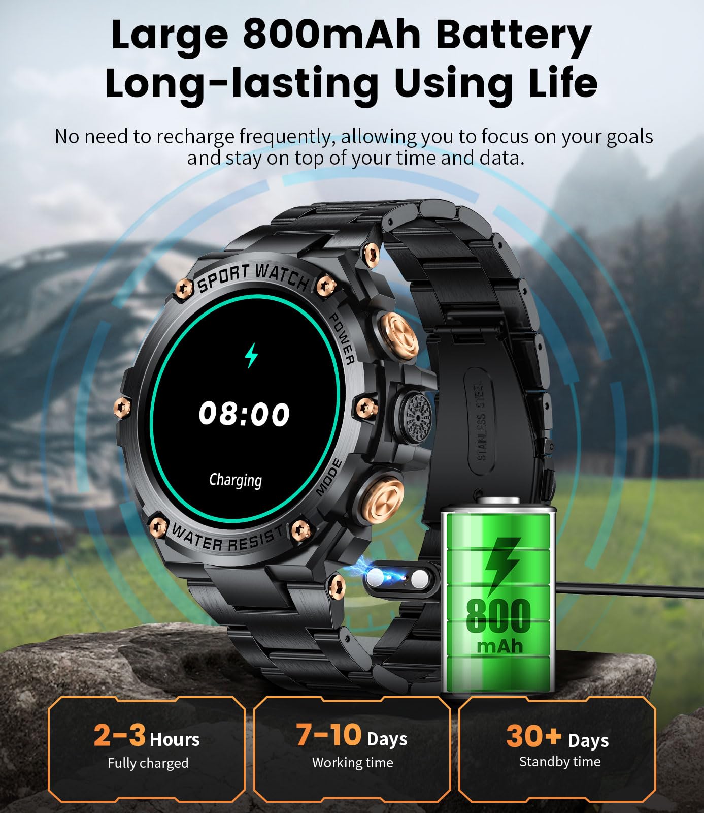LIGE Smartwatch voor heren, met telefoonfunctie, 1,96 inch touchscreen LIGE Smartwatch voor heren, met telefoonfunctie, 1,96 inch touchscreen