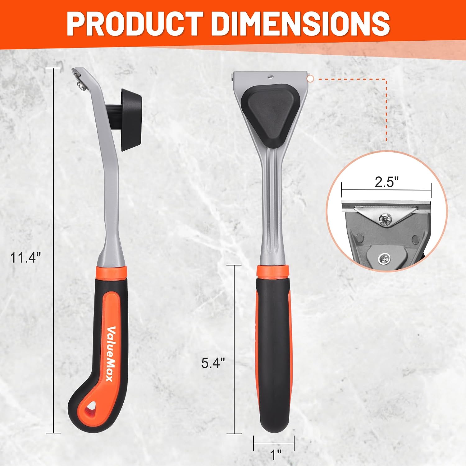 ValueMax 2-1/2" Carbide Scraper with Ergonomic Handle, Heavy-Duty Tool for Paint, Rust, Glue, and Varnish Removal on Wood, Metal, Glass, and Floors | Durable and Sharp Blade