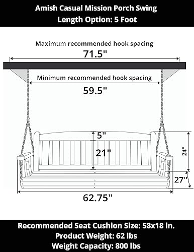 Miniatura 3 de Amish - Columpio casual resistente de 800 libras con diseño de misión de 5 pies