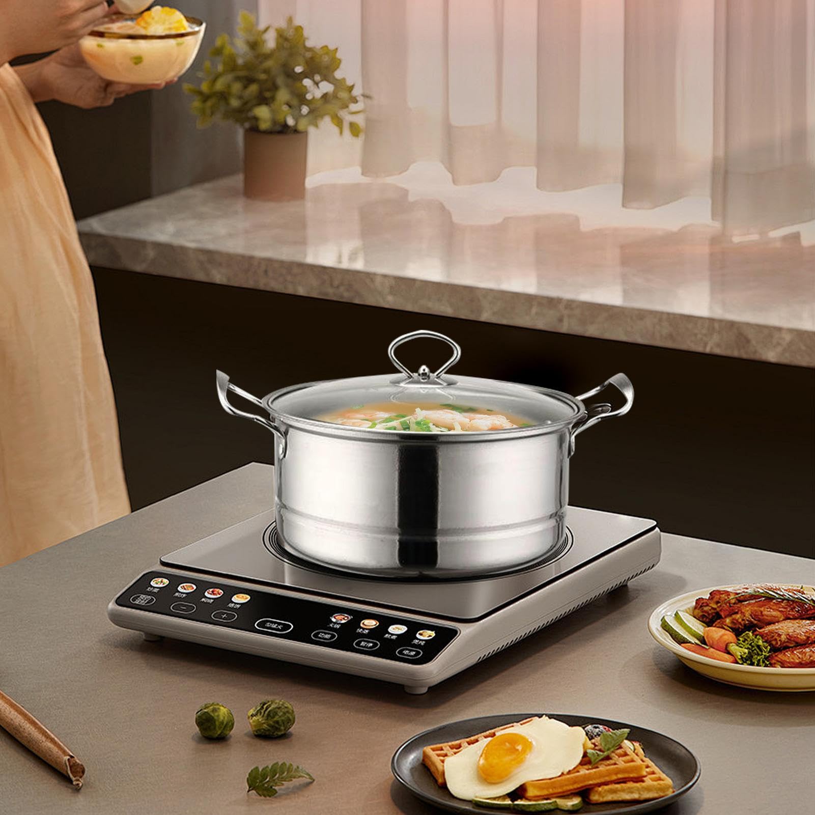Saucepan Mit Deckel Antihaft Kochtopf Set | Induktionstaugliches Kochgeschirr Set Für Dämpfen Schmoren Suppenkochen Haushalt Gastronomie