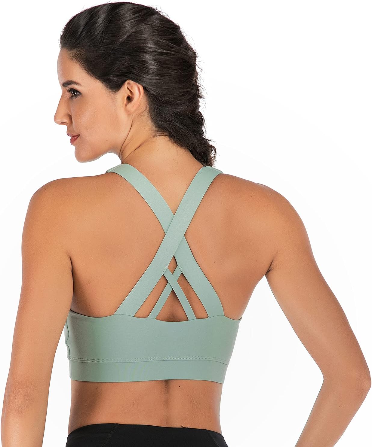 MATHACINO Strappy Sports Bra for Women Crisscross Back Light Support Workout Running Yoga Bra with Removable Cups