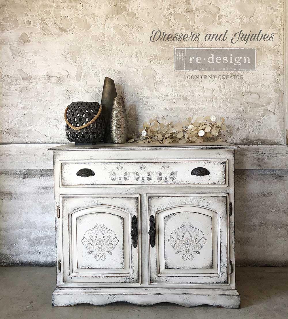 Redesign With Prima Decor Transfers® Antique Damask Total Sheet Size 24"x35",Cut Into 3 Sheets 655350659912