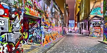 Yeele 8x4ft Urban Graffiti Photography Background Street Cartoon Graffiti Wall Retro Backdrop 80S 90S Fashion Hip Hop Style Backdrop Party Decorations Kids Adult Portrait Photo Shoot Studio Props