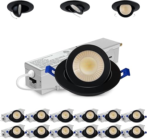 Miniatura 18 de Adetu luces LED empotrables de 4 pulgadas 5CCT con cardán en negro, iluminación empotrable direccional ajustable 360°+90°, luces de lata LED Negro-4
