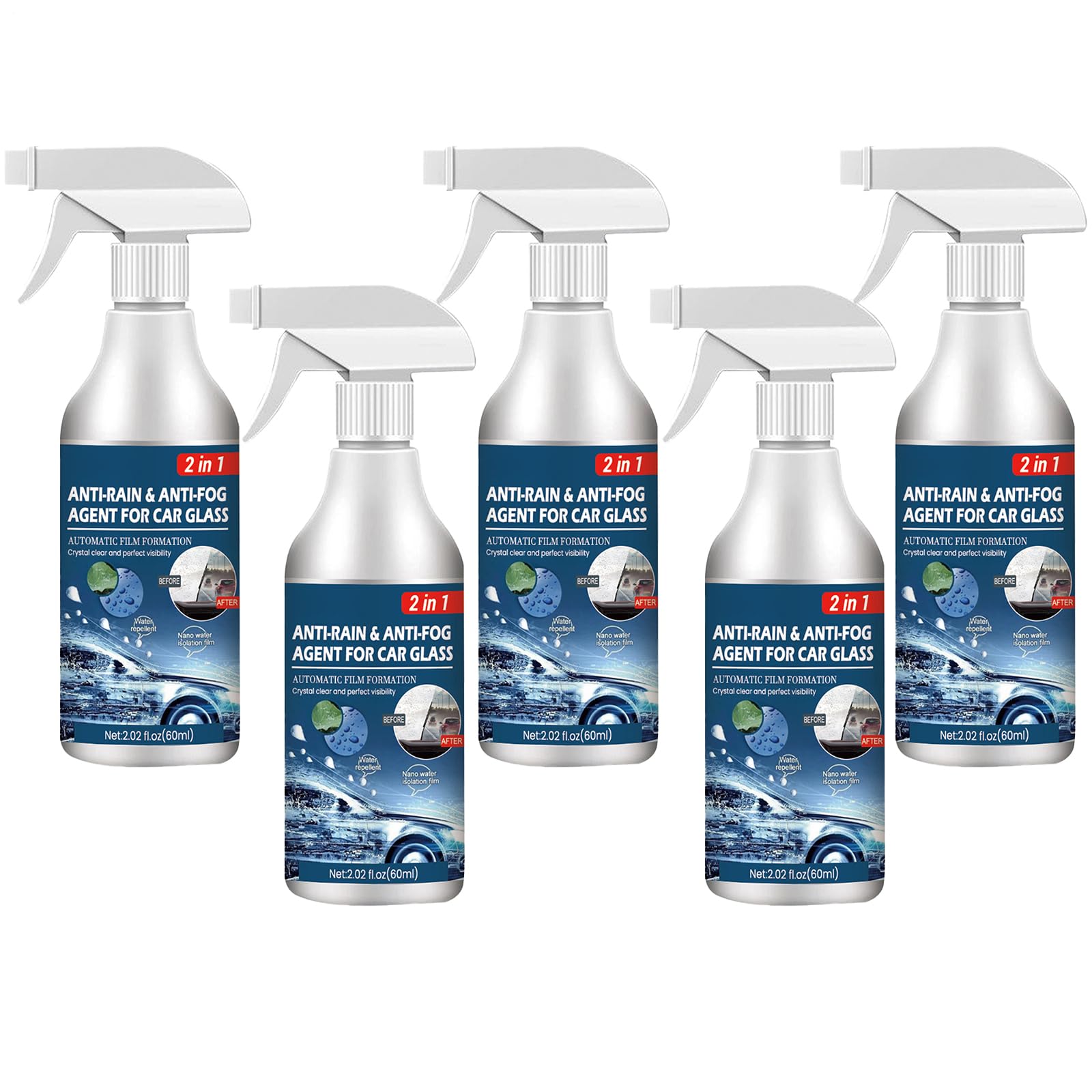 Pomurom 1 60Ml Anti Fog Spray, /3/5 Pieces Multi Purpose Anti Fog Rain Repe-Llent Spray For Car Windshield Windscreen Mirrors Swimming Goggles, Car Glass Waterproof Coating Agent, Auto Rain Agent Spray