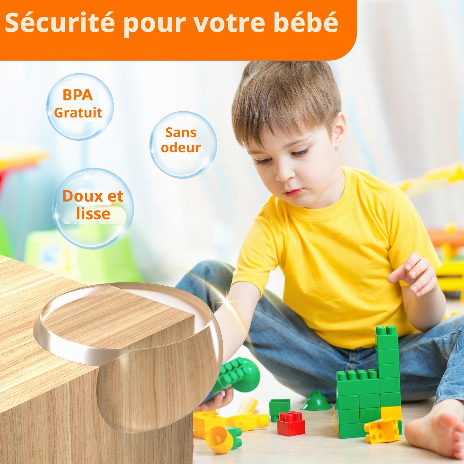 12PCS Coin de Table Protection Bebe, E-PROUSE Protection Coin de Table Transparent - Forte Adhérence - Securite Enfant Protection Angle Meuble