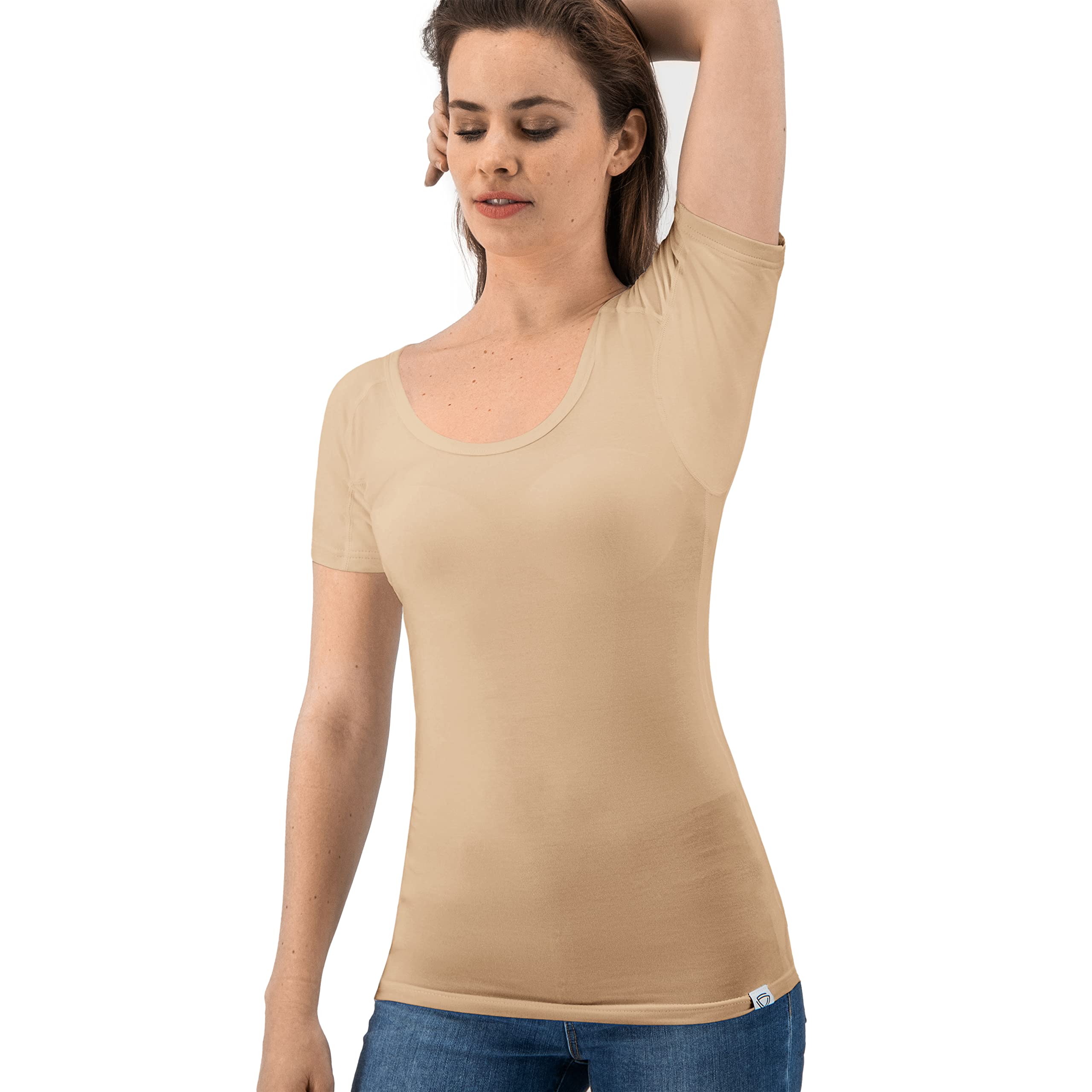 Maglia Anti Sudore - T-Shirt Contro Le Macchie di Sudore - Canotta antisudore - T Shirt Donna - con ArmPads PRO e Trattamento Silver - Donna - Girocollo