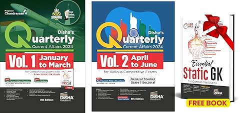 Half-Yearly Current Affairs 2024 Vol. 1 &amp; 2 Combo (set of 2 Quarterlies) - January to June 2024 with Static GK Book for Competitive Exams with Video eCourse 8th 4 Color Edition