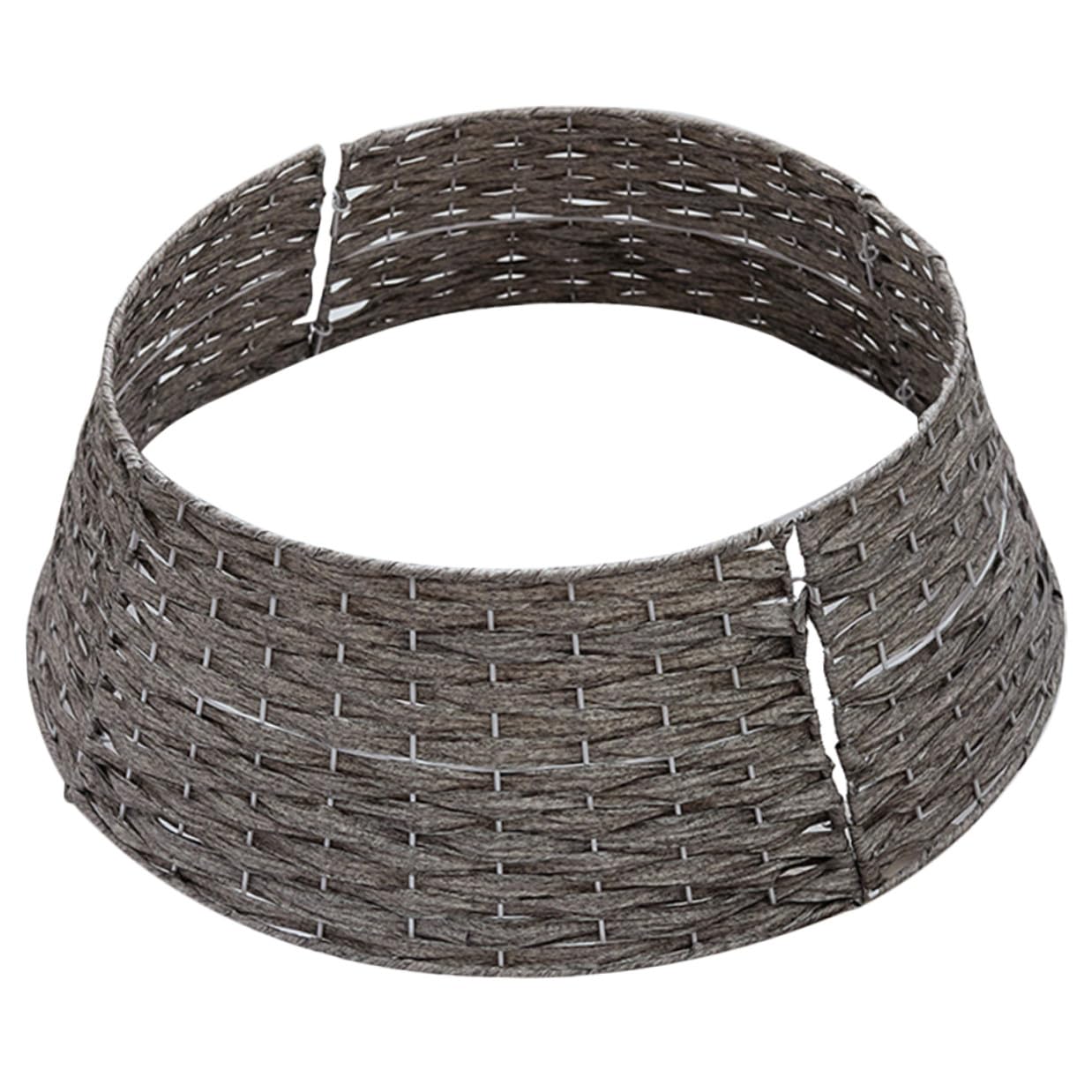 Healeved Collar de Árbol de Navidad Tejido a Mano Falda Pequeña Gris para Árbol de Navidad Base Decorativa de Ratán Artificial Accesorio Reutilizable para Decoración Navideña en Hogar y