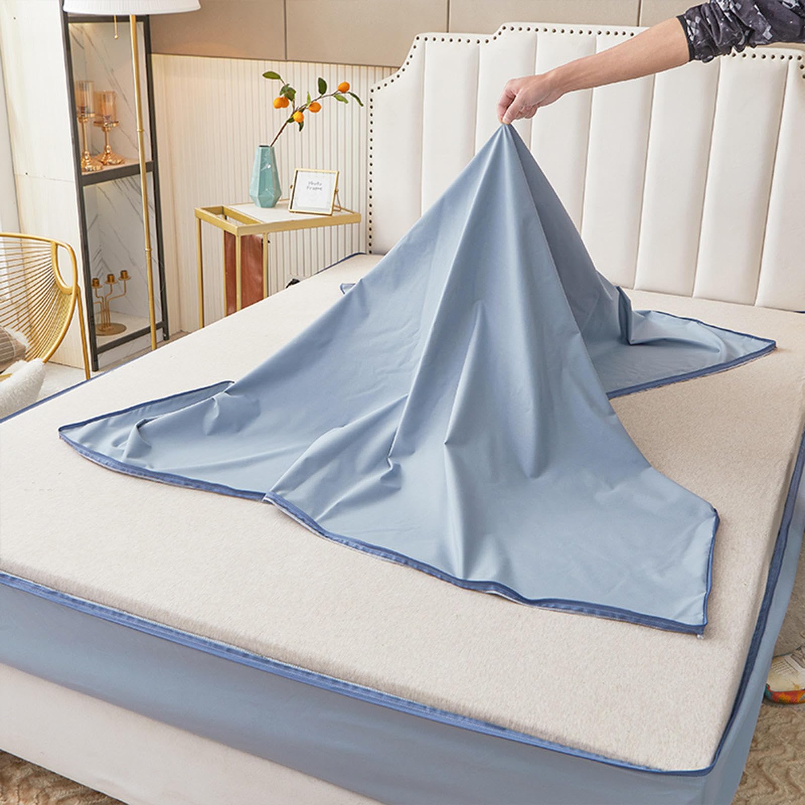 Sábana bajera ajustable con cremallera de 90 x 190 pulgadas, protector de colchón personalizable, impermeable, funda de colchón individual, doble/king, transpirable, antipolvo, lavable, totalmente