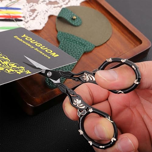 Miniatura 4 de Tijeras de Detalle Pequeñas con Estuche, Tijeras Afiladas para Labores de Aguja para Costura Manualidades Crochet Punto de Cruz Estambre, Cortahilos