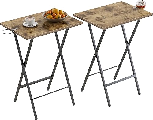 Miniatura 32 de VECELO Bandeja plegable de TV para comer, juego de 2, mesa portátil para cena/merienda con portavasos para sofá, sala de estar y espacio pequeño,
