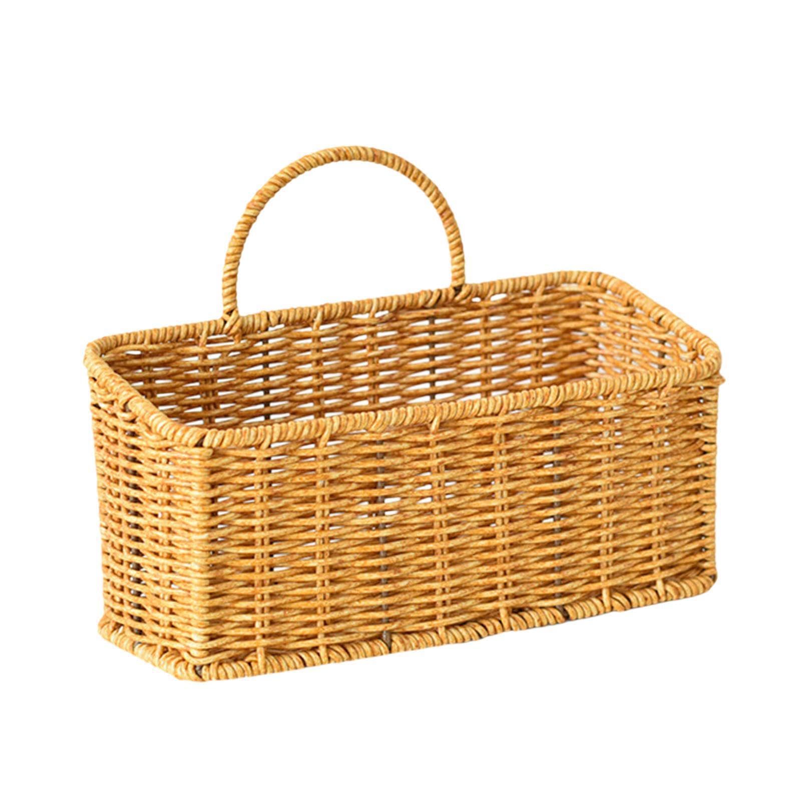 TWISAXC Wall Mount Storage Basket Woven Hanging Storage Baskets With Handle Practical Solutions Creating Stylish Ambiance At Home Basket Fruit Garlic Sundries Organizer