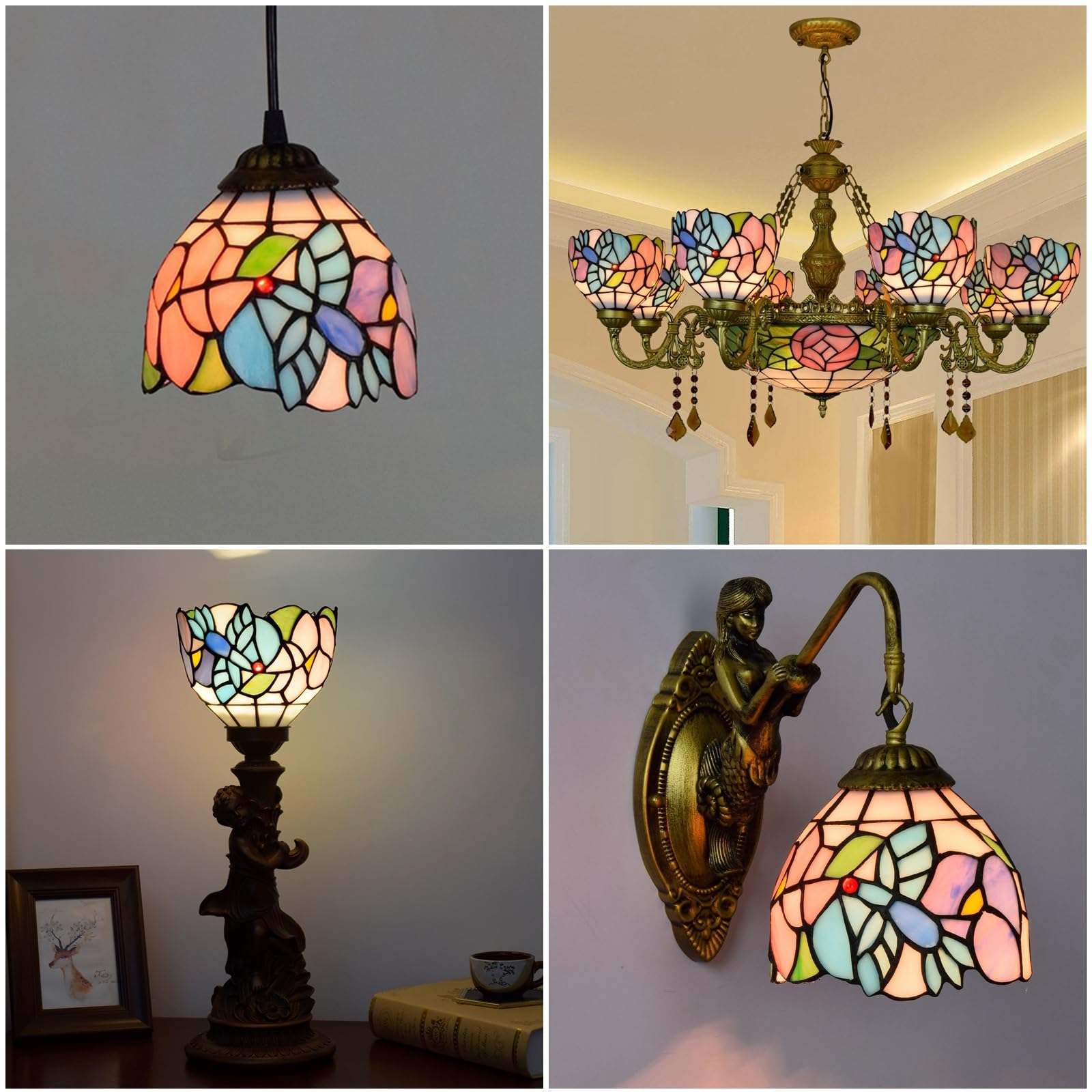 Amazon.co.jp: ZXMJYHK ティファニーランプシェード、6インチ鳥花