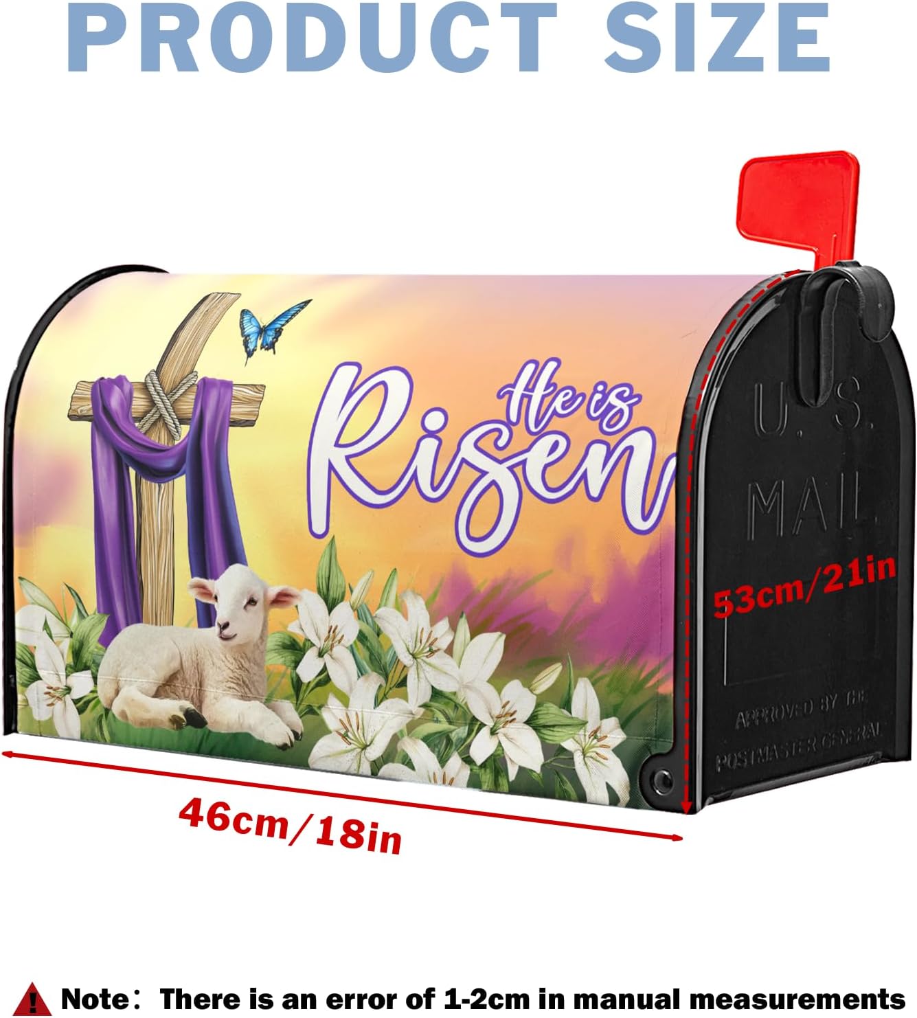 Easter Garden Mailbox Covers Magnetic Easter Mailbox Cover Spring Floral He is Risen Post Letter Box Cover for Garden Standard Size 21x18 in Mailbox Wraps for Yard Home
