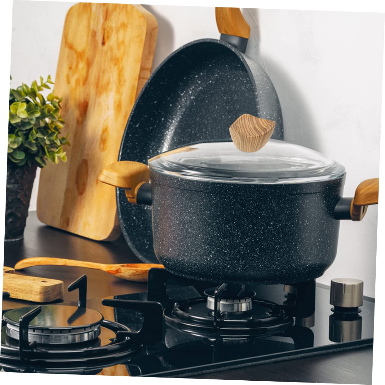 Pomello Set e Resistente in Bakelite Coperchio Pentola Installazione Legno al Calore, 4 Pezzi Manopole Facile stallazione e Design Pentole