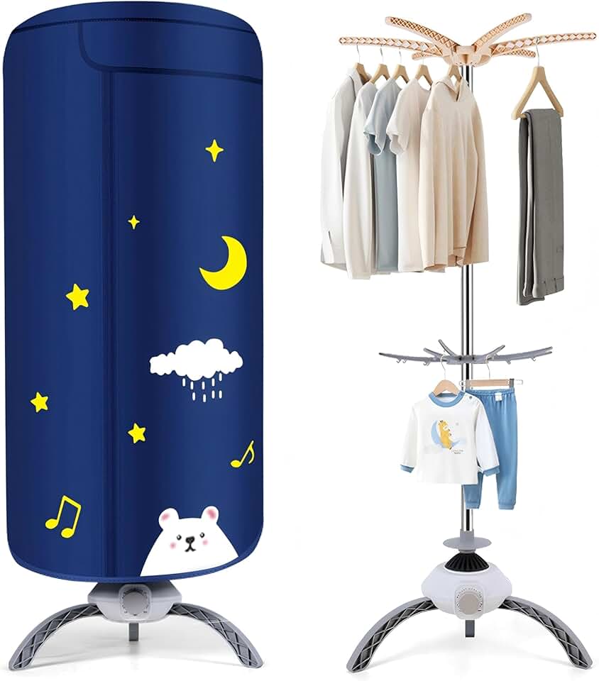 Portable Clothes Dryer, 900W Fast Drying &amp; Large Load Capacity for Laundry and Shoes - Compact Mini Dryer Machine for Travel, Apartments, RV, Dorm Blue Polar Bear