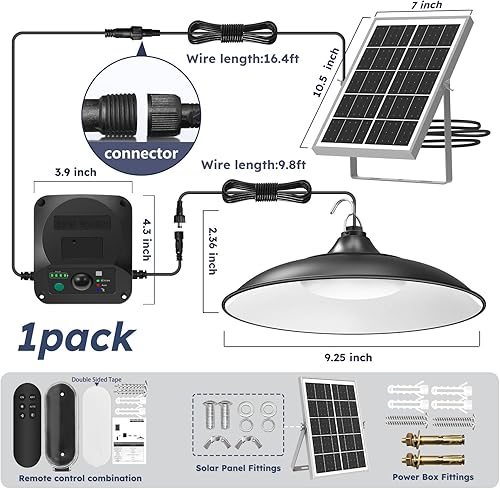 Miniatura 7 de Luces solares para interiores y exteriores, 3200 lm con sensor de movimiento, luz colgante diurna disponible con control remoto y botón, IP65