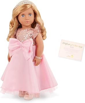 Our Generation - Special Edition 30th Anniversary Collection Doll - Unique Violet Eyes & Wavy Blonde Hair - Festive Pink Gown & Jewelry Accessories - Toys for Kids Ages 3+ Allyn