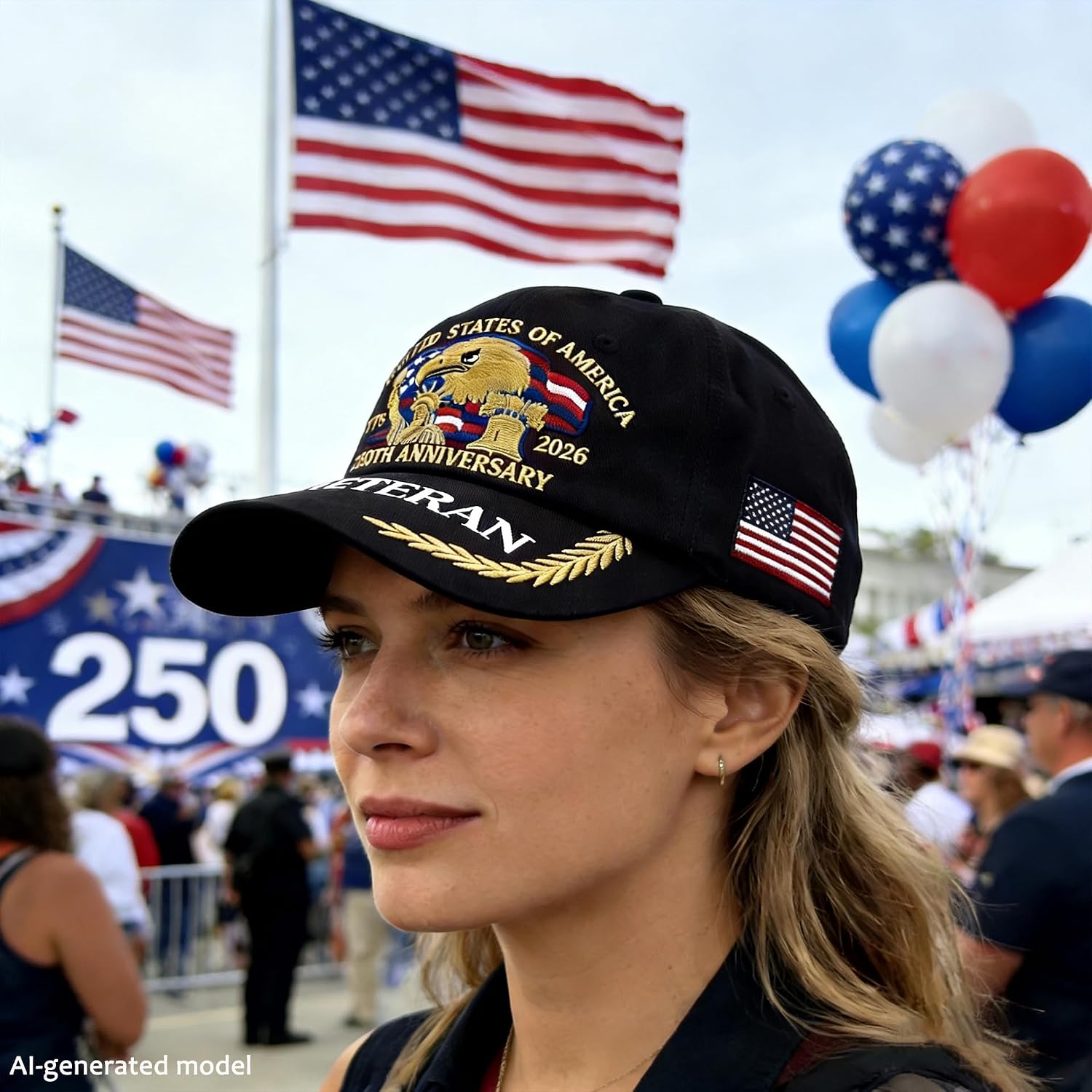 250th Anniversary USA Hat, Adjustable American 250 Merchandise Veteran Tribute Retro Embroidered Baseball Cap