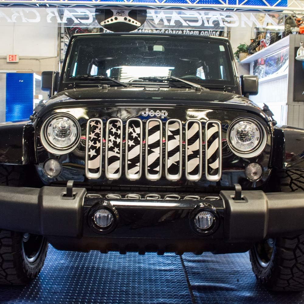 Front Grille Insert for 2007-2018 Jeep Wrangler JK - American Flag Style