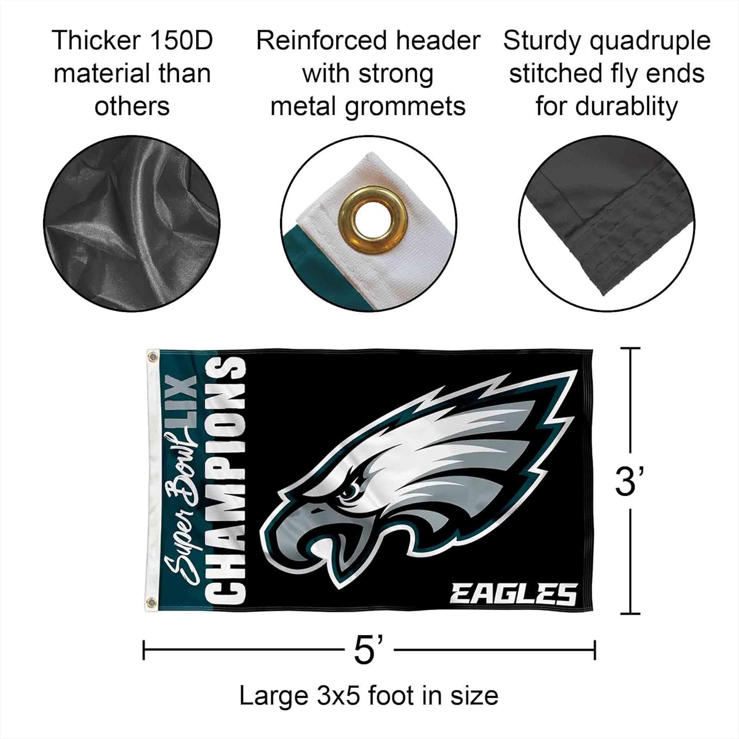 WinCraft Philadelphia Eagles Super Bowl Champions Banner and Tapestry Wall Tack Pads - Image 3