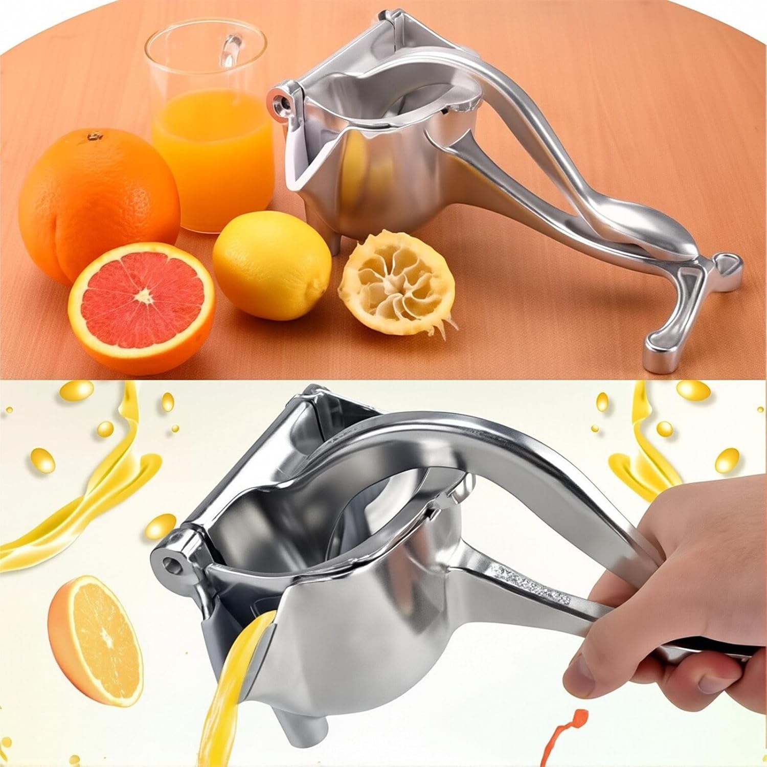 Sakerplus Fruit Juice Squeezer, Heavy Duty Lemon Squeezer Manual Citrus Press, Aluminum Alloy Juicer with Non-Slip Base for Lemon, Orange, Lime, 805g (1)