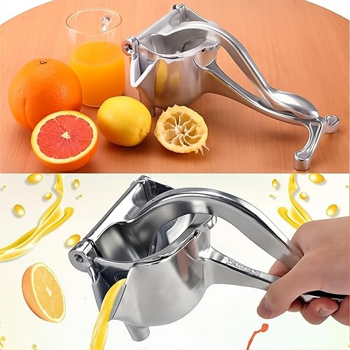 Miniatura 6 de Exprimidor de jugo de frutas, prensa manual de cítricos con tazón de gran capacidad, exprimidor de mano de metal duradero para limón, naranja y más