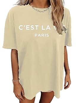Zoyami Womens Oversized T Shirt Vintage Letter Graphic Tee