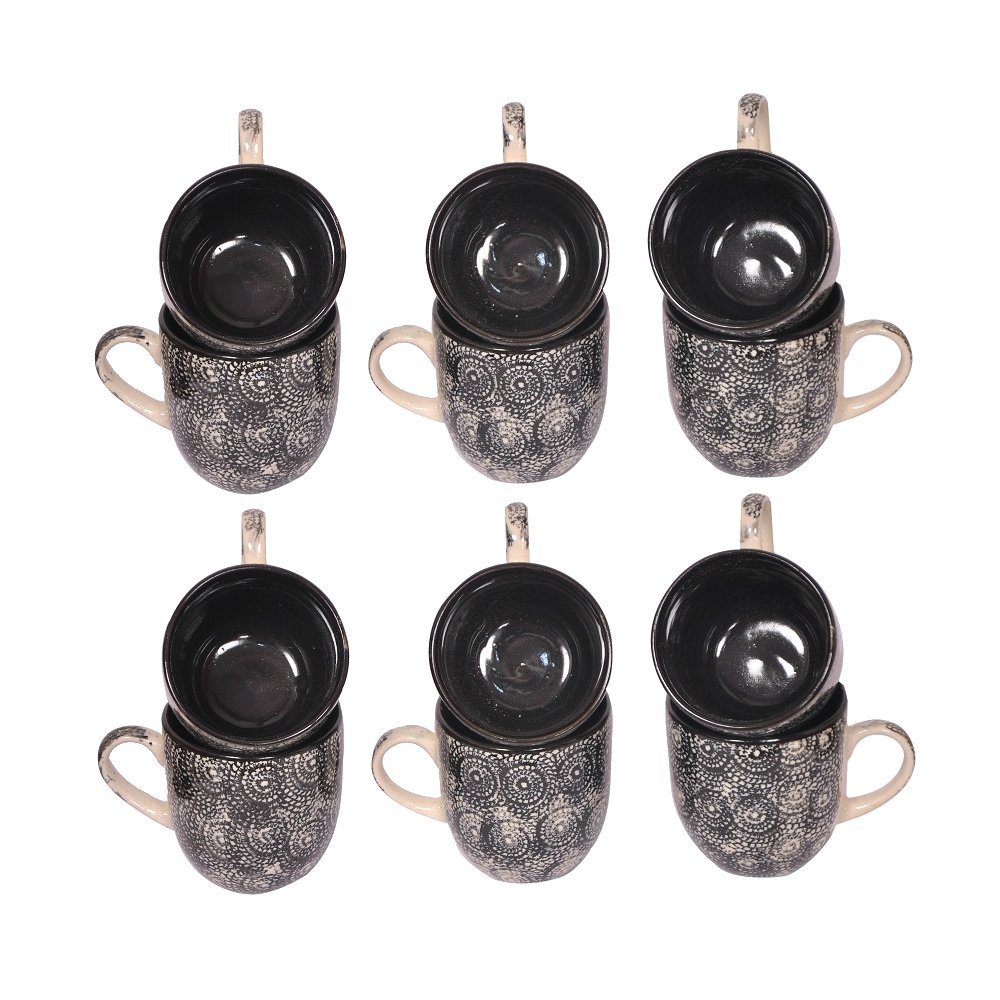 Black Color Ceramic Tea Cups Set of 12 Amazon.in Home & Kitchen