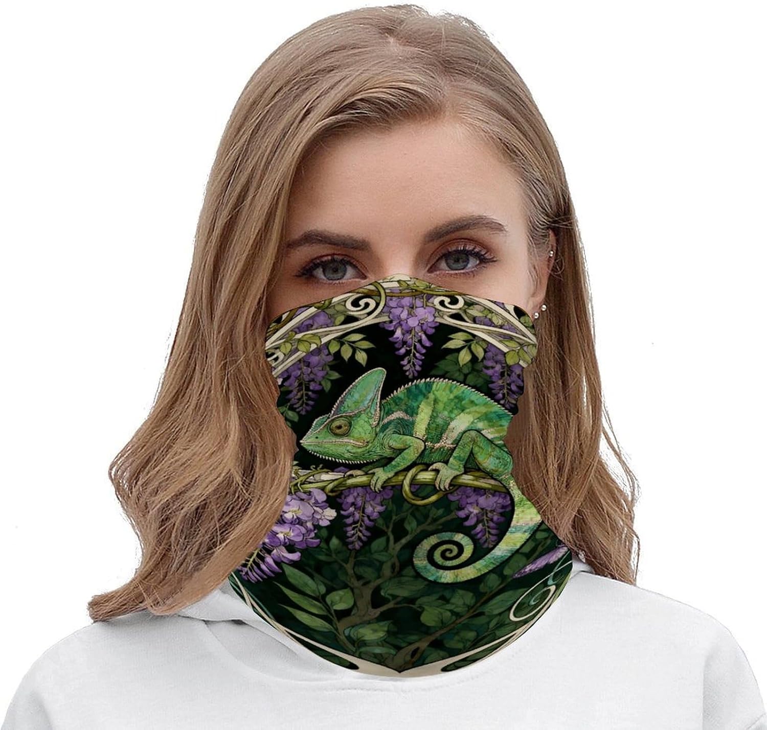 Chameleon Wisteria Vine Neck Gaiter Cooling Breathable Face Mask UV Protection Scarf Hiking Bandana