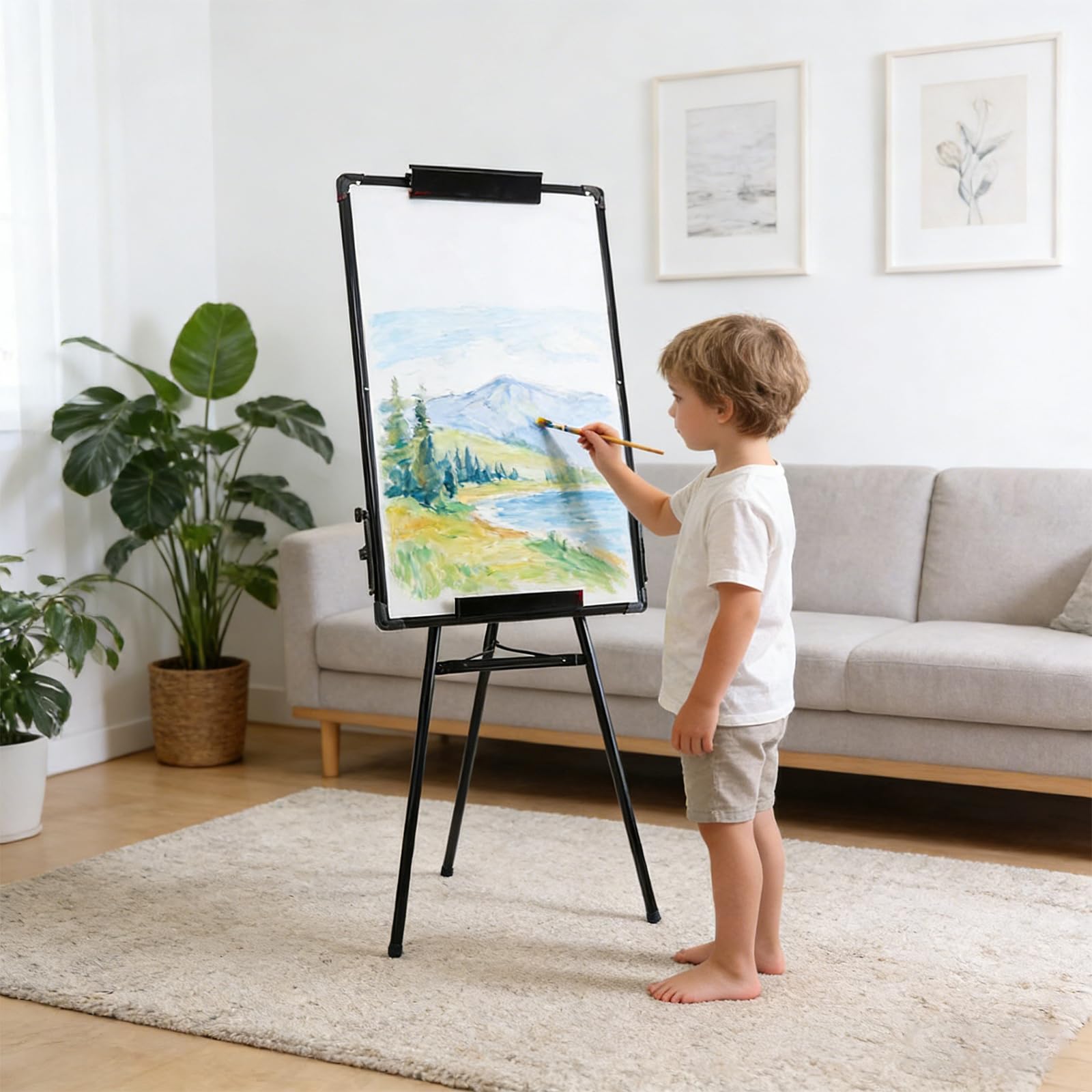Tableau Blanc Effacable sur Pied, Portable Léger, Magnétique sur Pied, Réglable, Effaçable à Sec, pour Bureau, École, Maison, Mobile Paperboard Pliable de Tableau de ConféRence (70 x 100 cm (Noir))