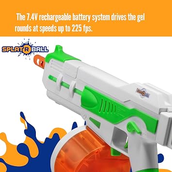 SplatRBall SRB1200 Pyro Blaster Kit - 225 FPS - Green/White | Glow-In-The-Dark Design - Led Lights Included - 1200-Round Drum Magazine