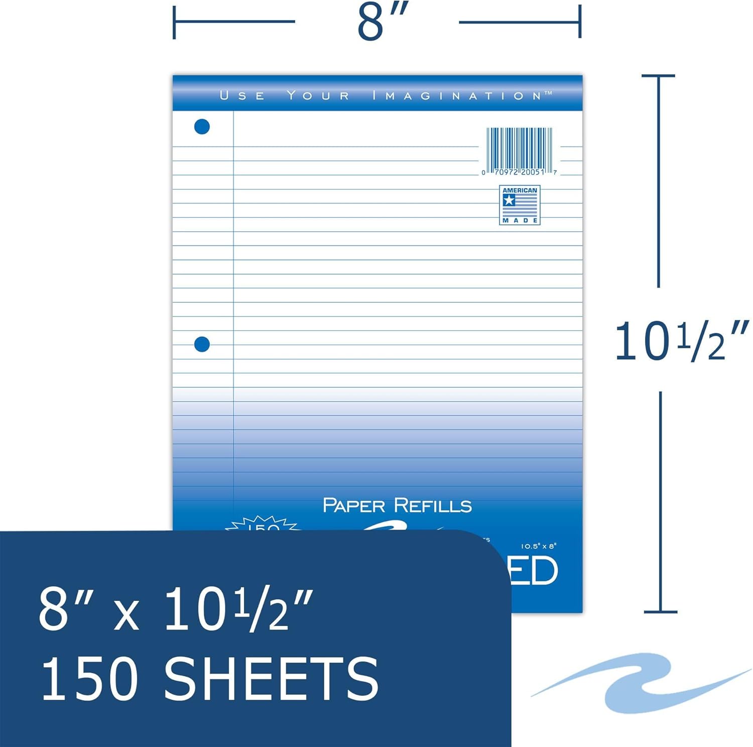 Roaring Spring Loose Leaf Paper, 150 Sheets Per Pack, 8"x10.5" White 15# College Ruled Notebook Filler Paper With Margin, 3-hole Punched, Proudly Made in the USA (Pack of 24)