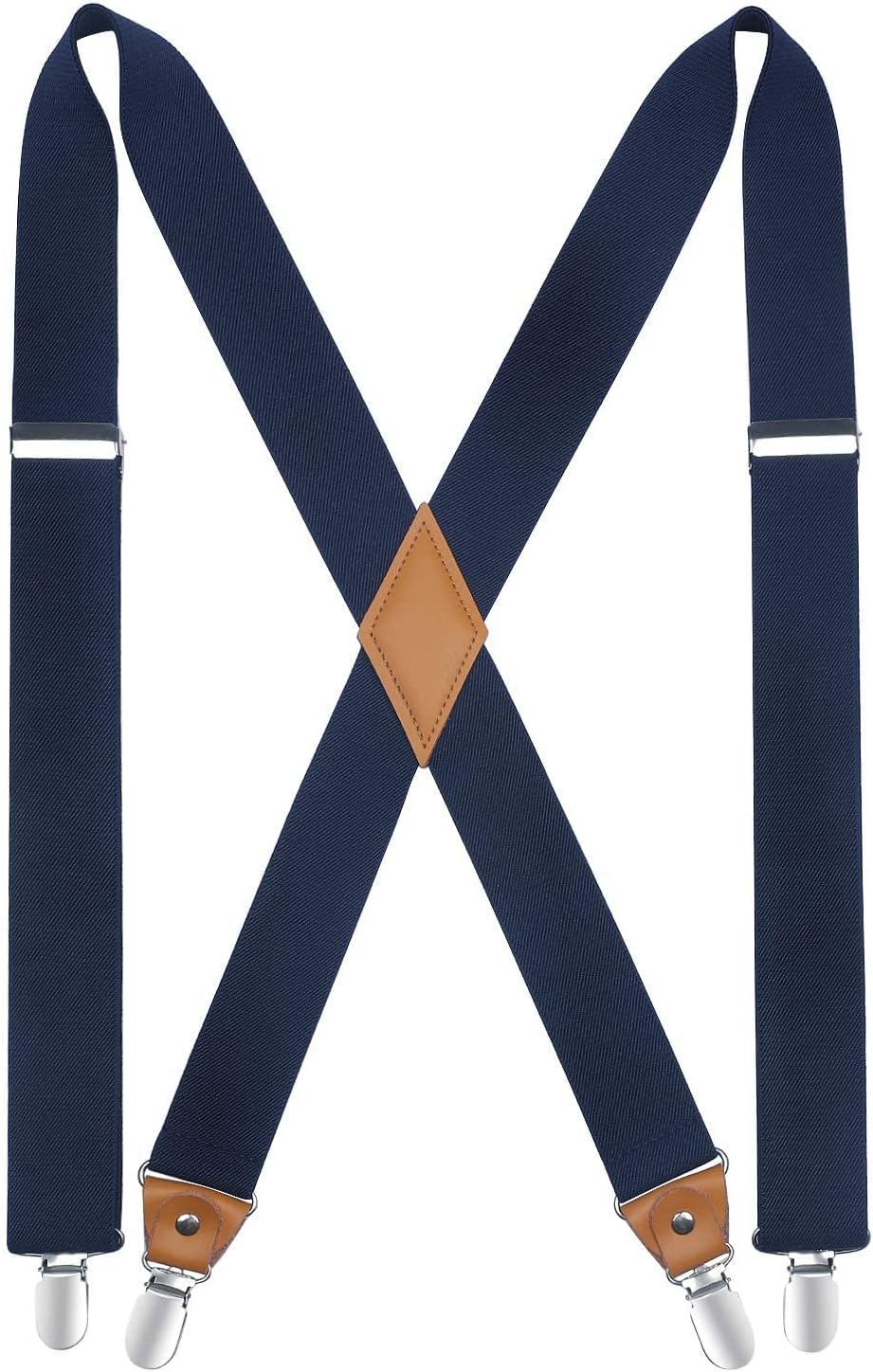 Suspenders for Men X-Back 1.4" Adjustable Elastic Suspender Braces Strong 4 Clips for Work Trousers Wedding