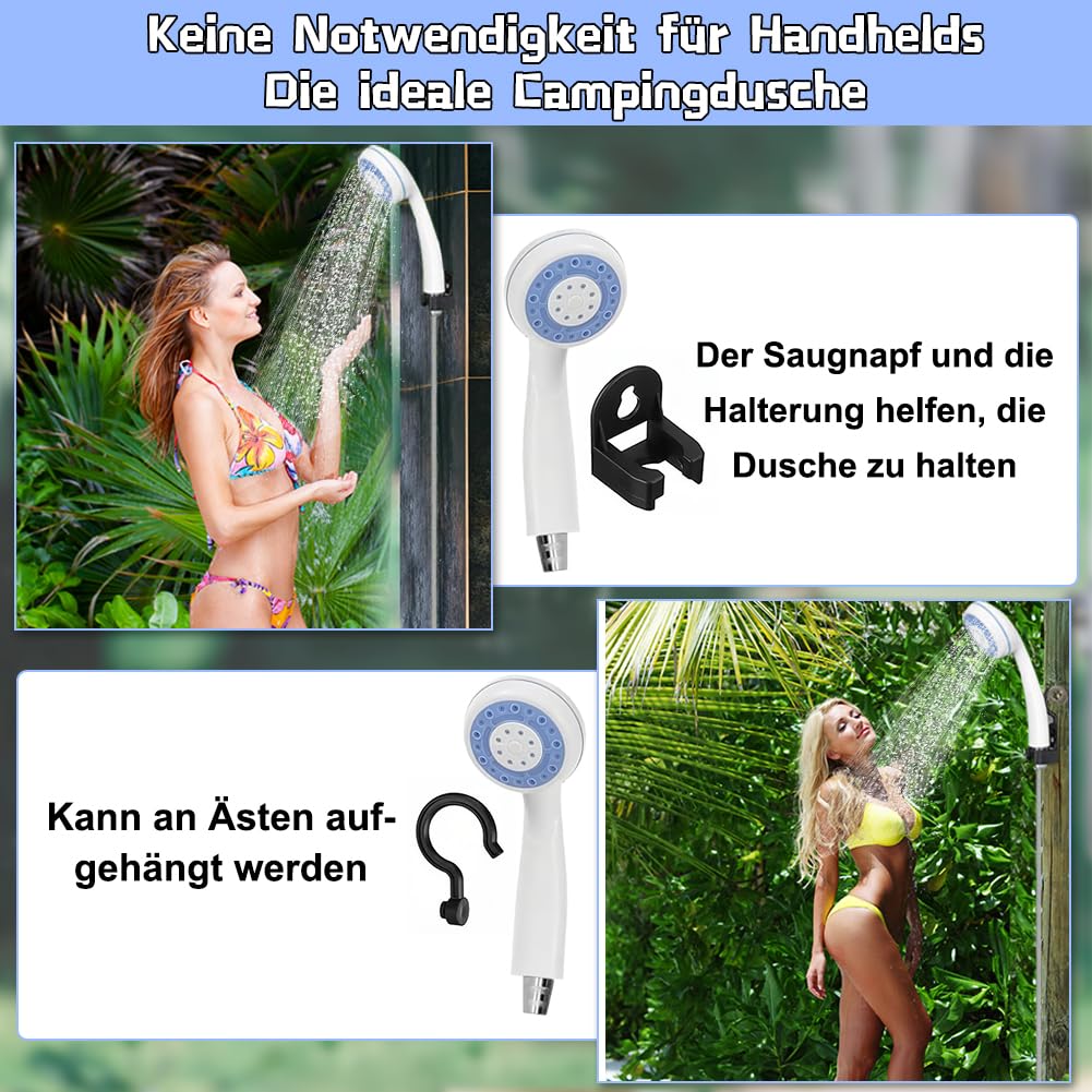 Tragbare Campingdusche Mit Akku - Temperaturanzeige & 2m Schlauch Für Outdoor