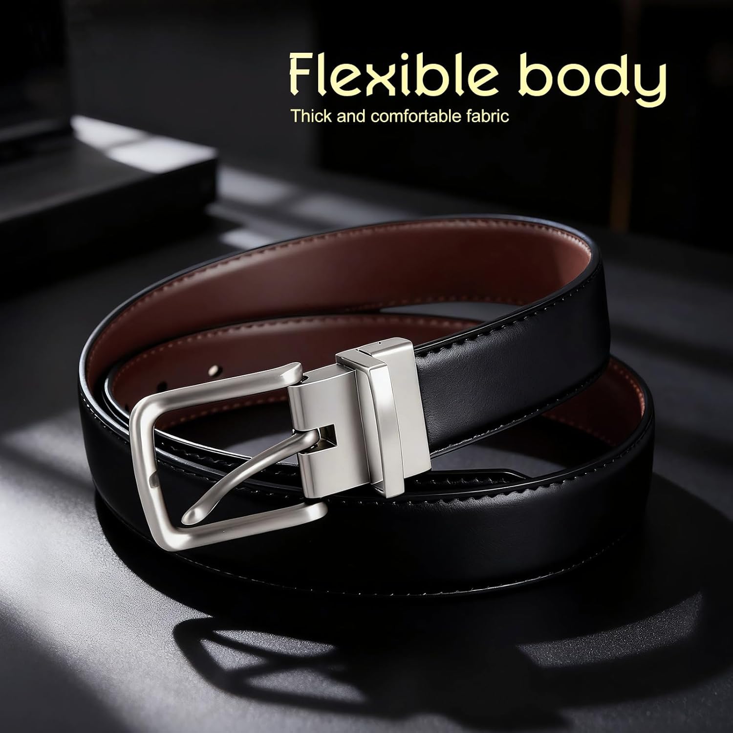Reversible Belt for Men & Teens | 2-in-1 Adjustable, Trimmable 1.25 Inch Belt (Gift for Dad, Husband, Son) - Image 3